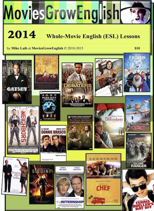 Cover for Whole-Movie ESL lesson book, 2014 Yearbook at Movies Grow English.